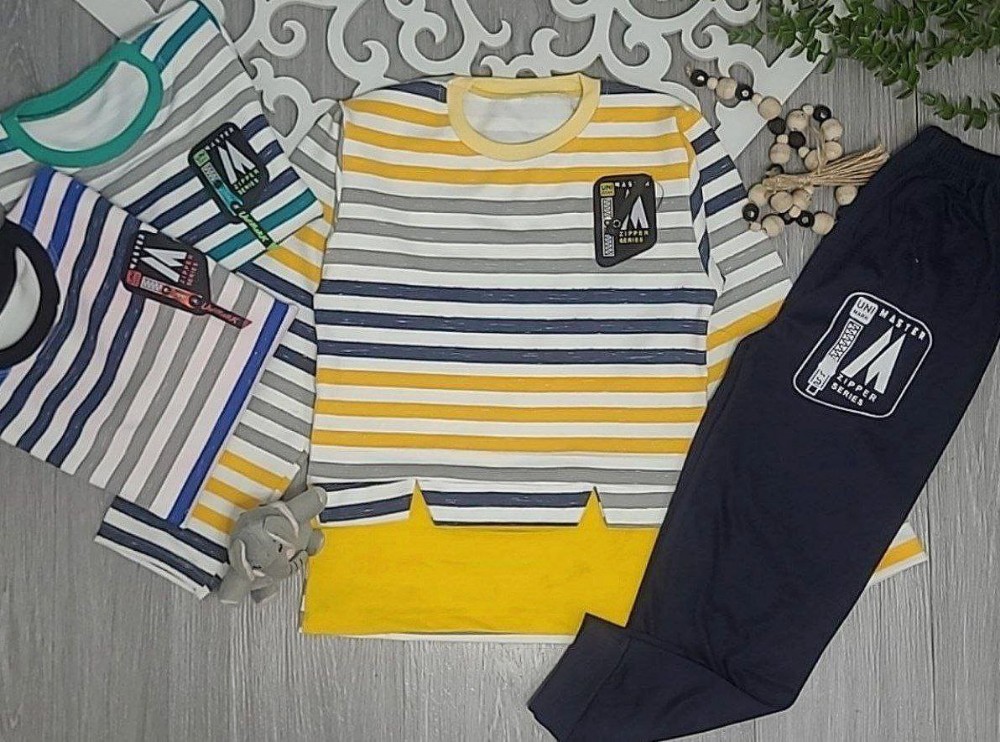 بلوز شلوار راه راه پسرانه کد 136089 - خرید ست بلوز شلوار پسرانه عمده