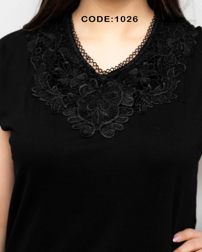 تیشرت جلو مغزدوزی کد 136426 - خرید تاپ و تیشرت زنانه عمده