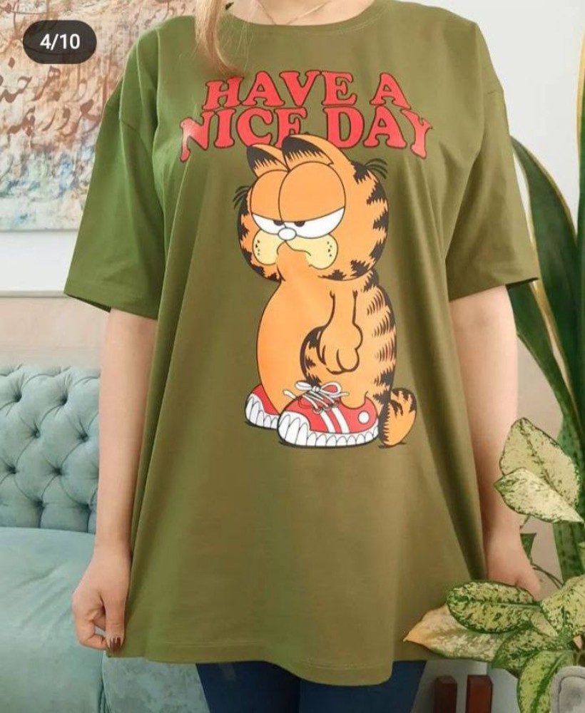 تیشرت لانگ چاپ گاردفیلد کد 136427 - خرید تاپ و تیشرت زنانه عمده