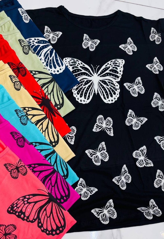 تیشرت پروانه ونگین کد 136462 - خرید تاپ و تیشرت زنانه عمده