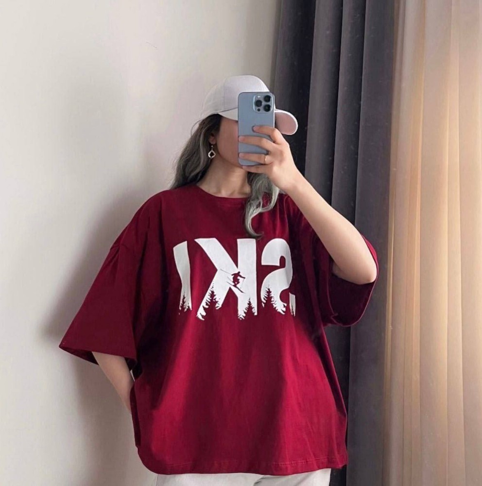 لانگ باکسی چاپدار کد 136470 - خرید تاپ و تیشرت زنانه عمده