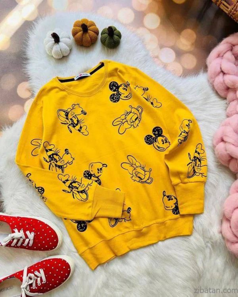 بلوزدورس چاپ میکی کد 136488 - خرید بلوز تک زنانه عمده