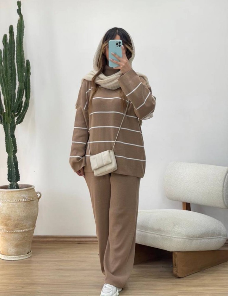 ست بافت شلوارگپ پینتراسکی کد 136519 - خرید ست بلوز شلوار زنانه عمده