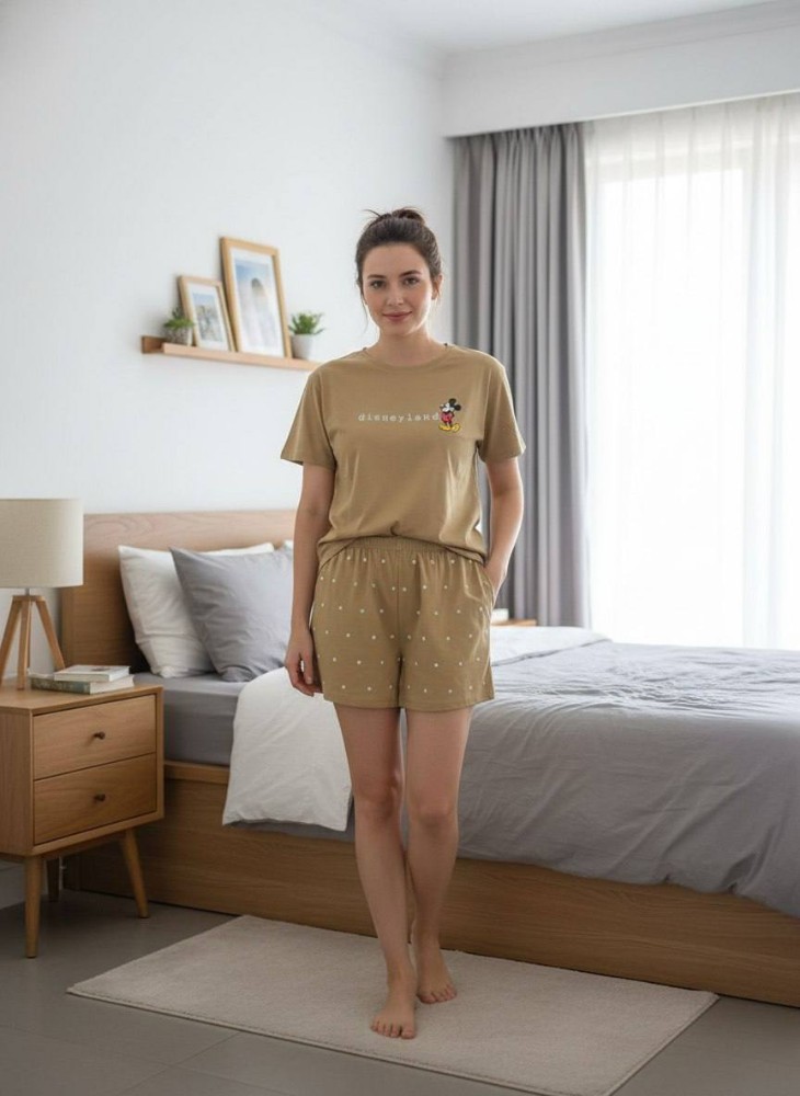 ست کراپ شورتک میکی کد 137432 - خرید ست تاب شلوارک زنانه عمده