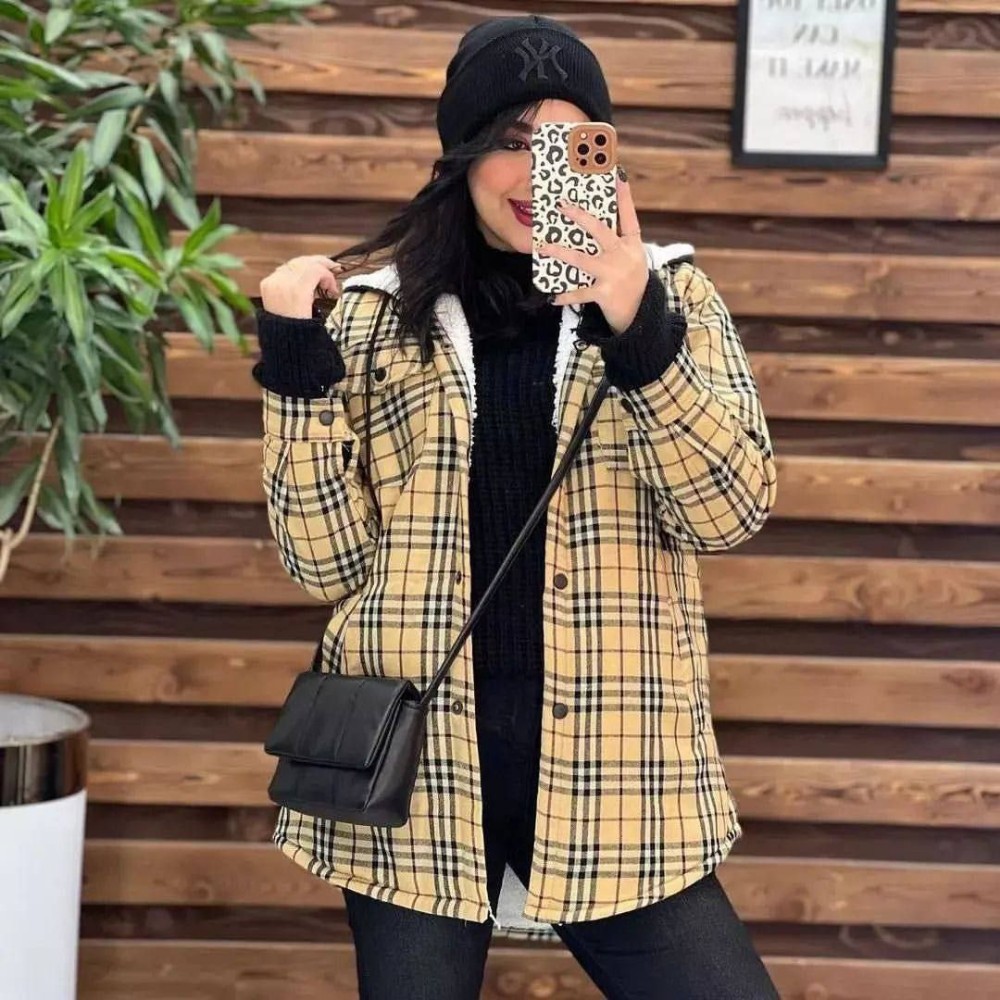 شکت جلودکمه داخل خز کد 137541 - خرید مانتو زنانه عمده