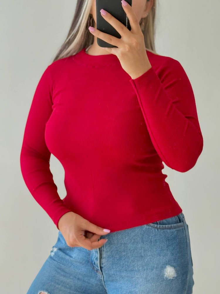 بلوزآستین بلندیقه گرد کد 138054 - خرید بلوز تک زنانه عمده