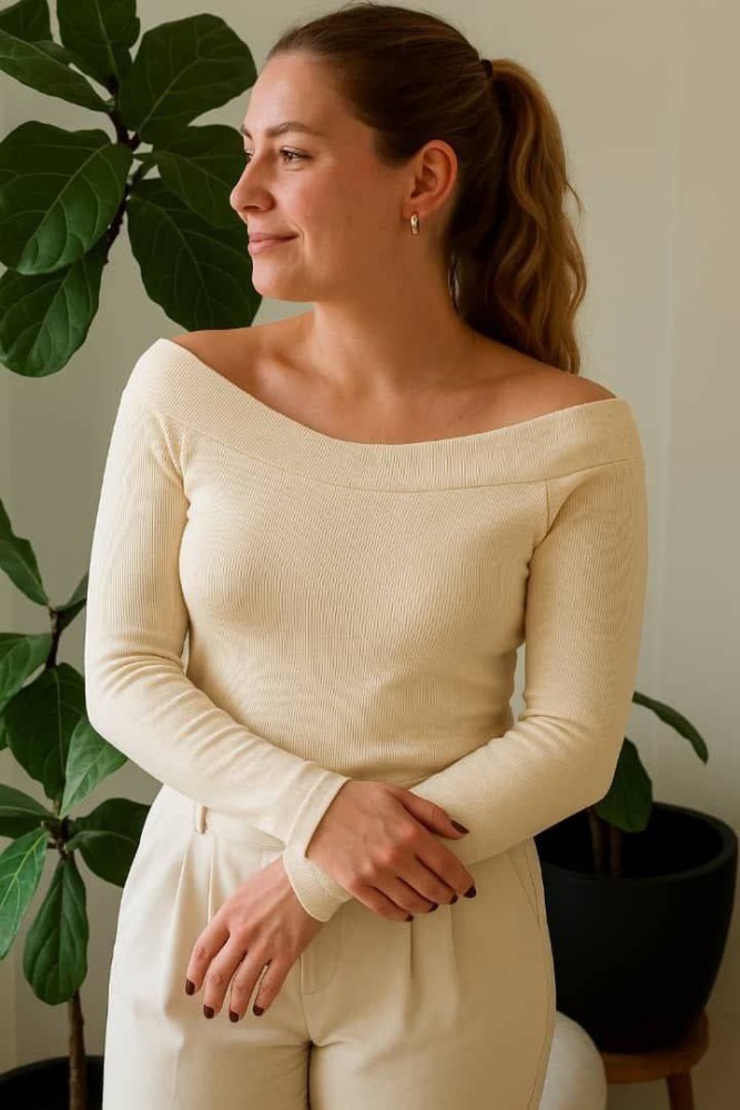 بلوزاستین بلند(یقه دلبر) کد 138353 - خرید بلوز تک زنانه عمده