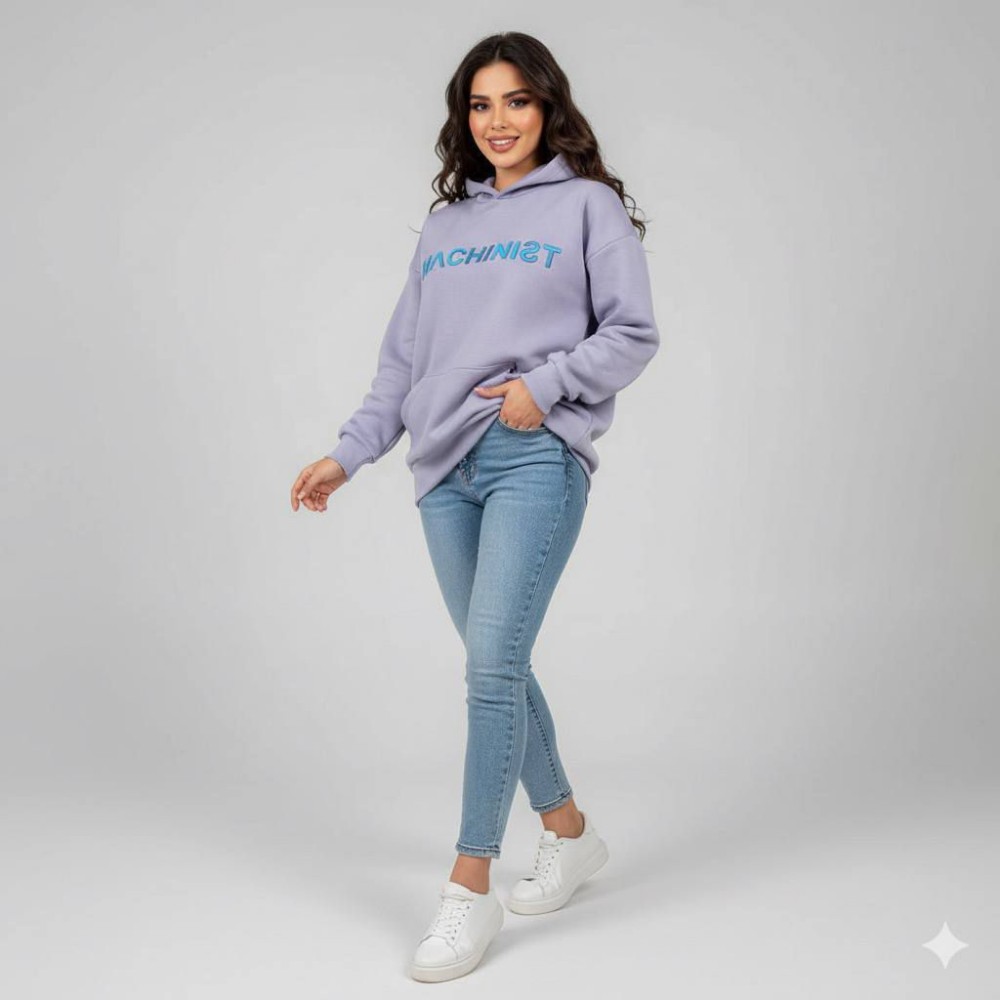 هودی قواره دار پشت چاپ کد 136845 - خرید کاپشن و هودی زنانه عمده