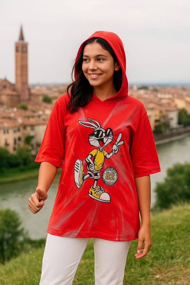 بلوز کلاهدار خرگوش کد 137546 - خرید بلوز تک زنانه عمده