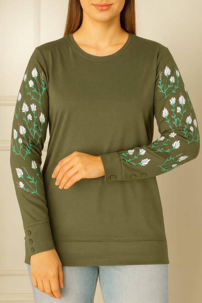 بلوز آستین بلند چاپ دار کد 137798 - خرید بلوز تک زنانه عمده