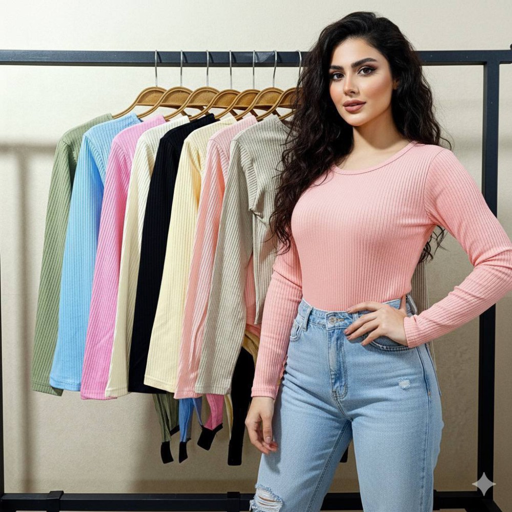 بادی یقه گرد کد 137826 - خرید بلوز تک زنانه عمده