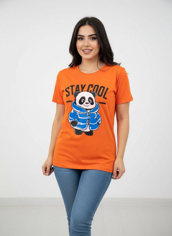 تیشرت چاپ خرس کد 137832 - خرید تاپ و تیشرت زنانه عمده