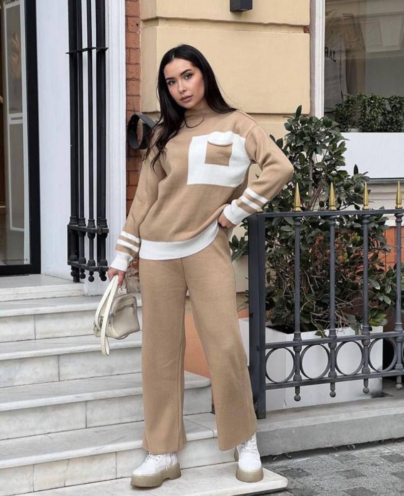 ست بافت جیبدار کد 138318 - خرید ست بلوز شلوار زنانه عمده