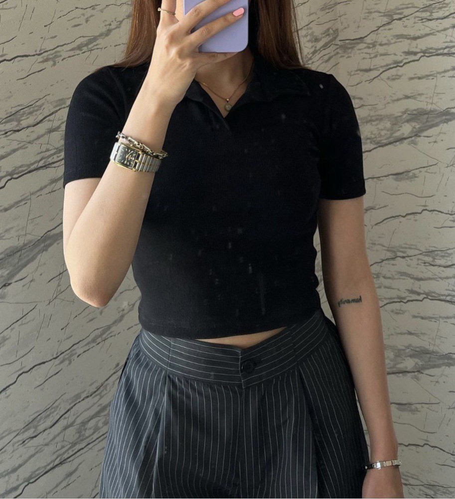 کراپ یقه مردانه کد 135925 - خرید تاپ و تیشرت زنانه عمده