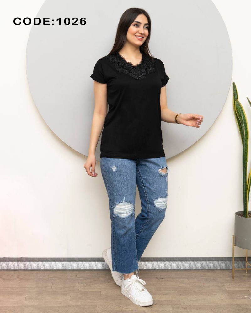 تیشرت جلو مغز دوزی کد 135930 - خرید تاپ و تیشرت زنانه عمده