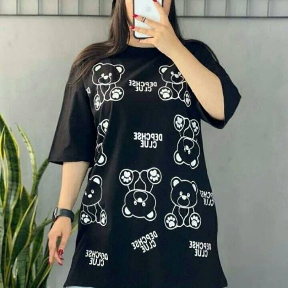 تیشرت لانگ تمام تدی کد 136213 - خرید تاپ و تیشرت زنانه عمده