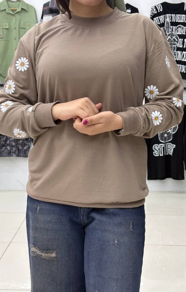 بلوز آستین دار چاپدار کد 137090 - خرید بلوز تک زنانه عمده