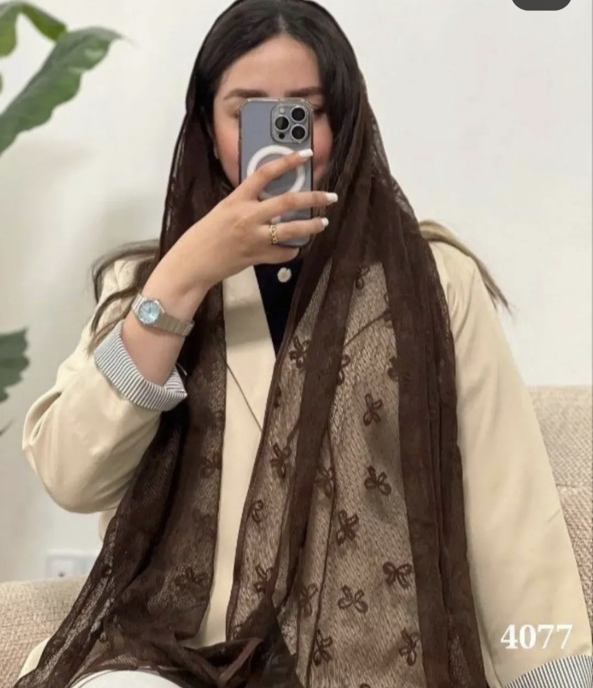 شال توری طرحدار دور گان کد 137810 - خرید آرایش مو عمده