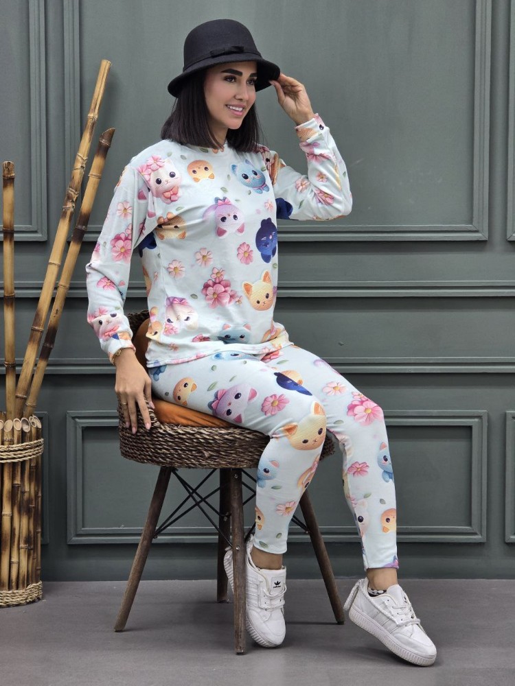 ست مخمل روباهی چاپی کد 137308 - خرید ست تونیک شلوار زنانه عمده