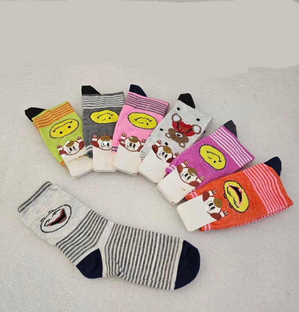 جوراب نخی نیم ساق دخترانه b 30017 کد 136328 - خرید جوراب دخترانه عمده