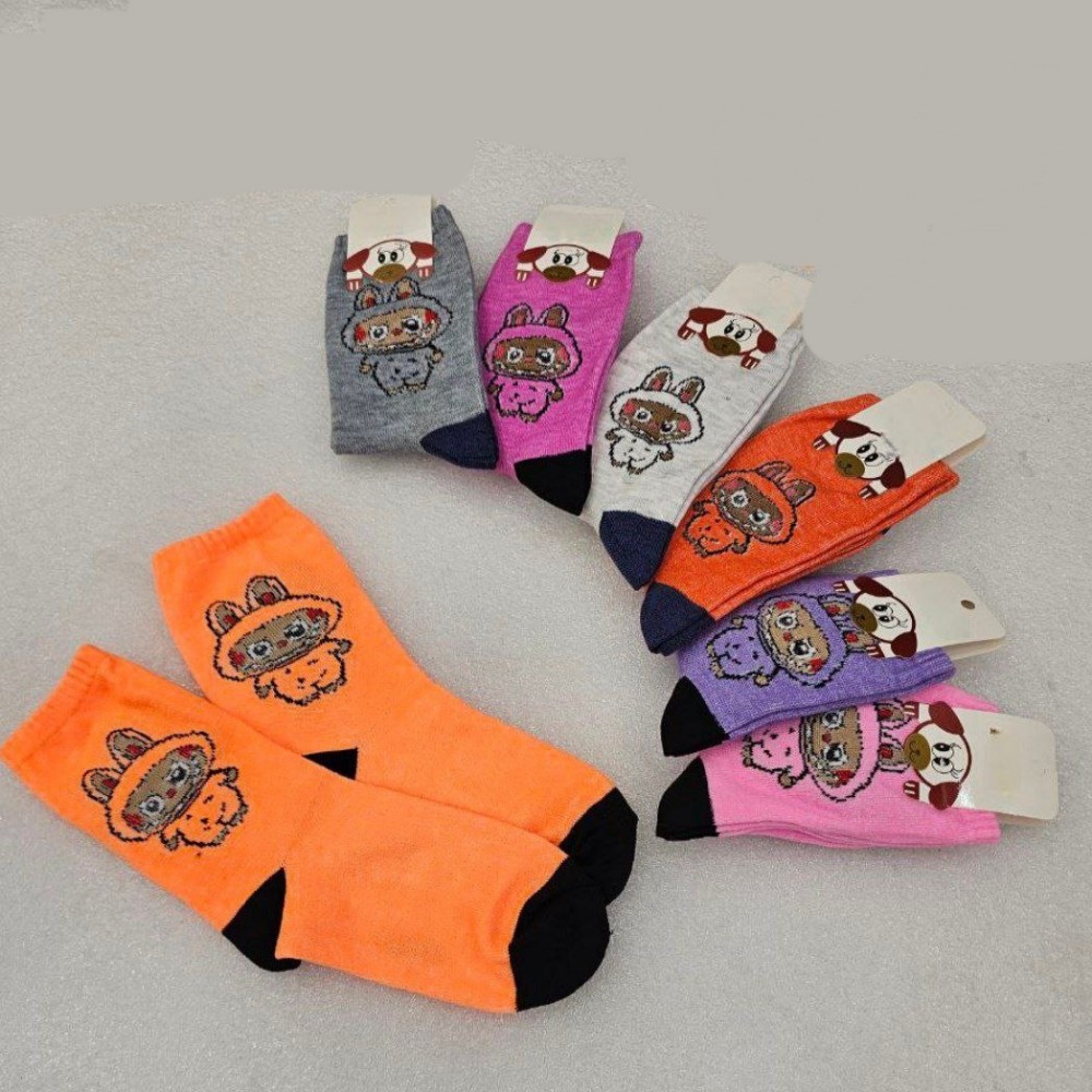 جوراب نخی نیم ساق دخترانه a 30017 کد 136329 - خرید جوراب دخترانه عمده