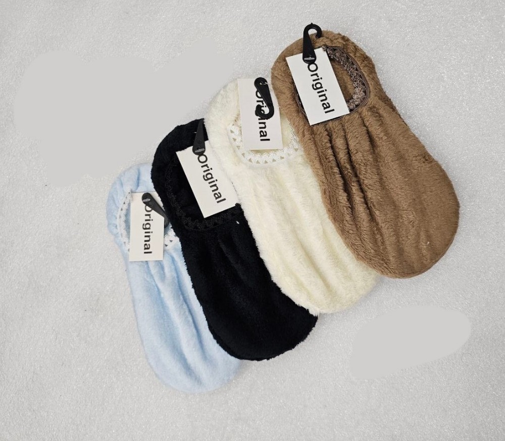 جوراب پاپوش حوله ای گلدوزی کد 137193 - خرید جوراب زنانه عمده