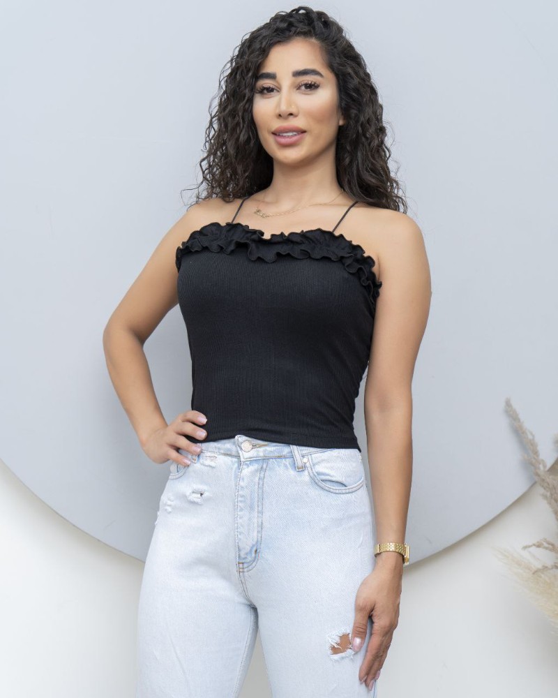 تاپ بند ماکارون چین دار کد 136770 - خرید تاپ و تیشرت زنانه عمده