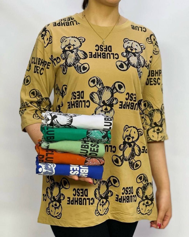 تیشرت لش چاپ‌و نگین کد 136071 - خرید تاپ و تیشرت زنانه عمده