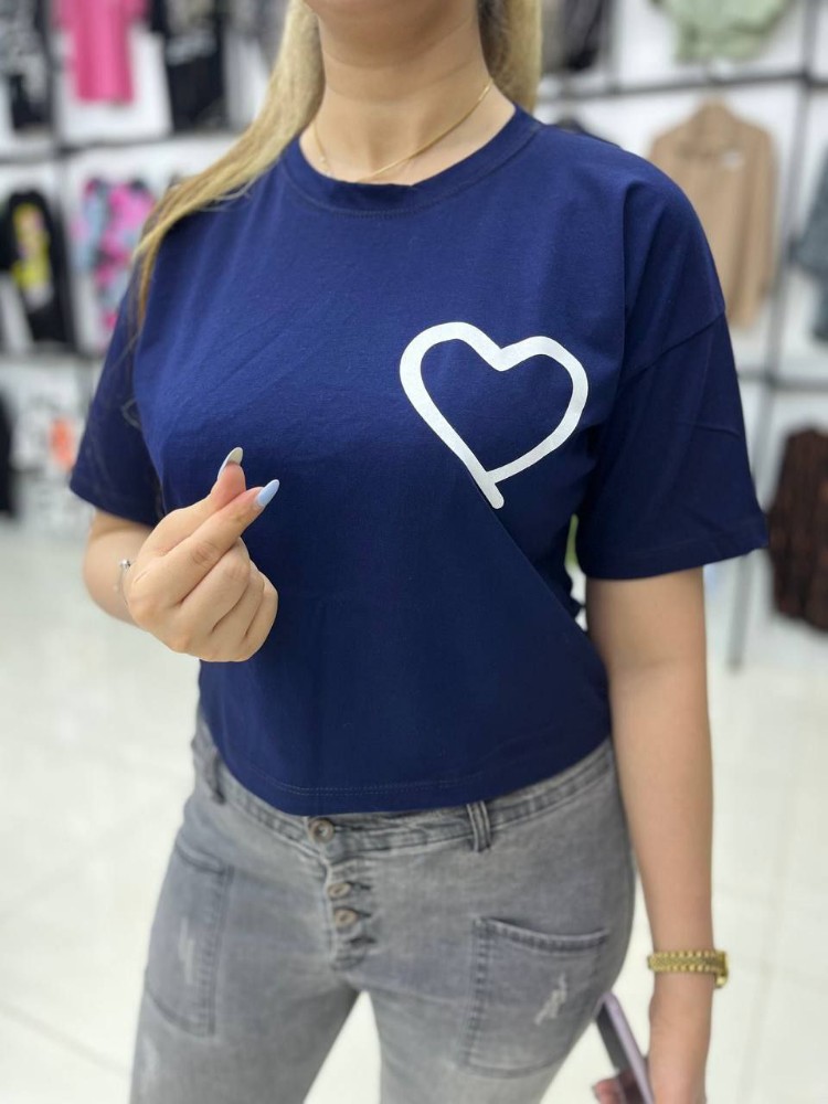 کراپ‌لش چاپ قلب کد 136078 - خرید تاپ و تیشرت زنانه عمده