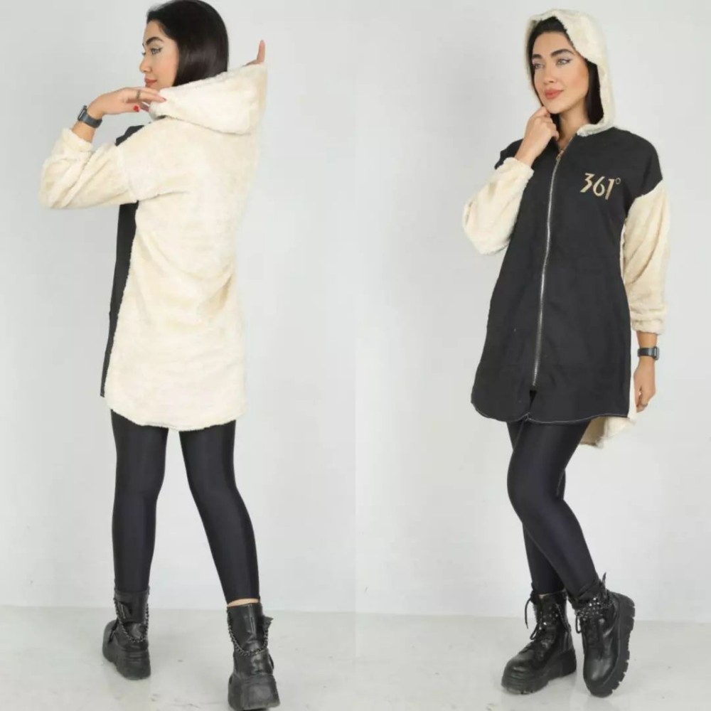 پشت و آستین تدی 361 کد 137300 - خرید کاپشن و هودی زنانه عمده