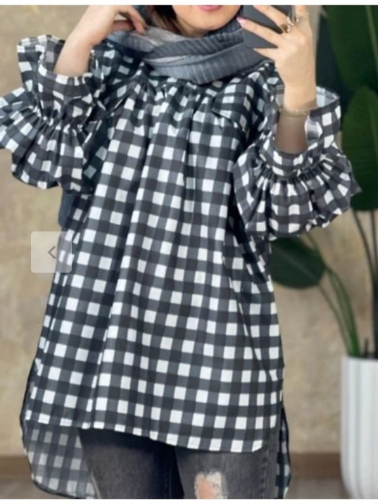 تونیک چهارخونه کد 133816 - خرید تونیک زنانه عمده