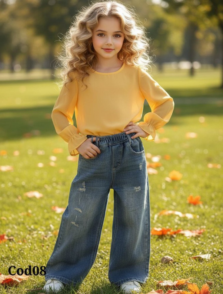 شلوار لی شافل دخترانه کد 137144 - خرید شلوار دخترانه عمده