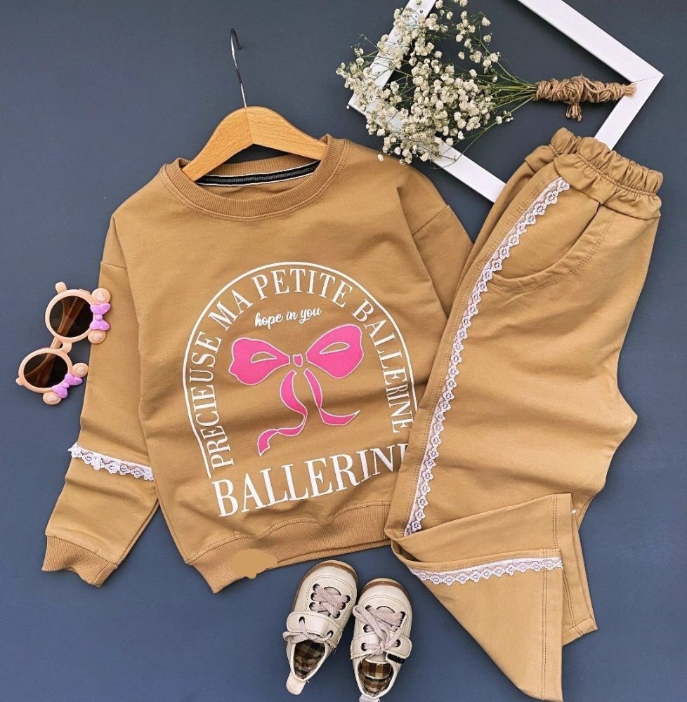 ست بلوز شلوار دخترانه طرح پاپیون کد 138897 - خرید ست بلوز شلوار دخترانه عمده