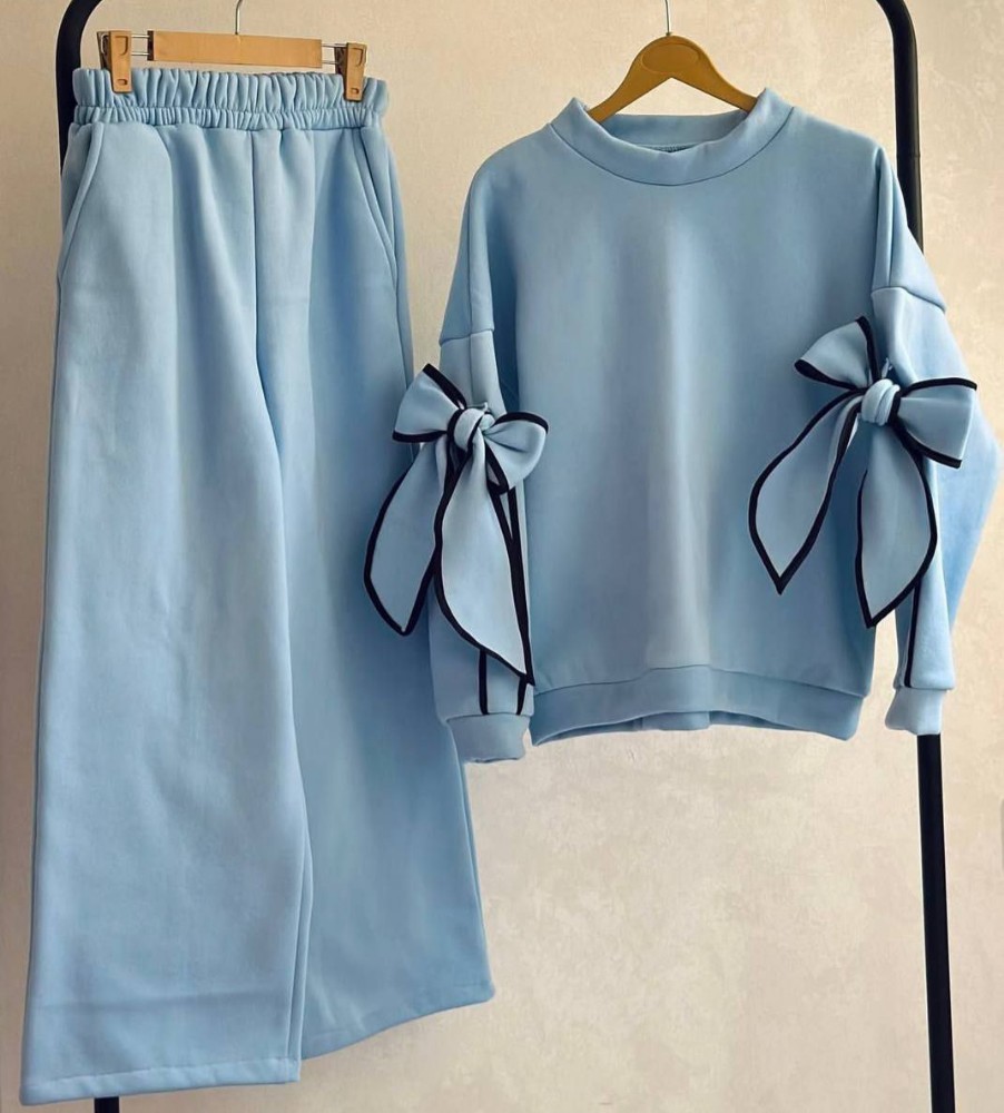 ست بلوز شلوار زنانه آستین پاپیونی کد 136663 - خرید ست بلوز شلوار زنانه عمده