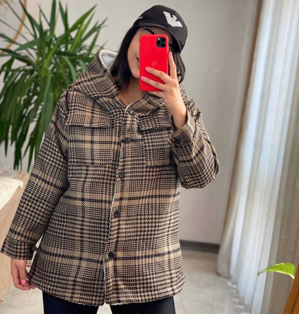 پالتو زنانه کلاه دار پارچه توییت کد 136668 - خرید مانتو زنانه عمده