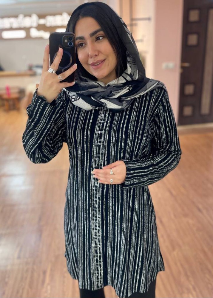 تونیک زنانه نگین دار طرح پلنگی کد 138438 - خرید تونیک زنانه عمده