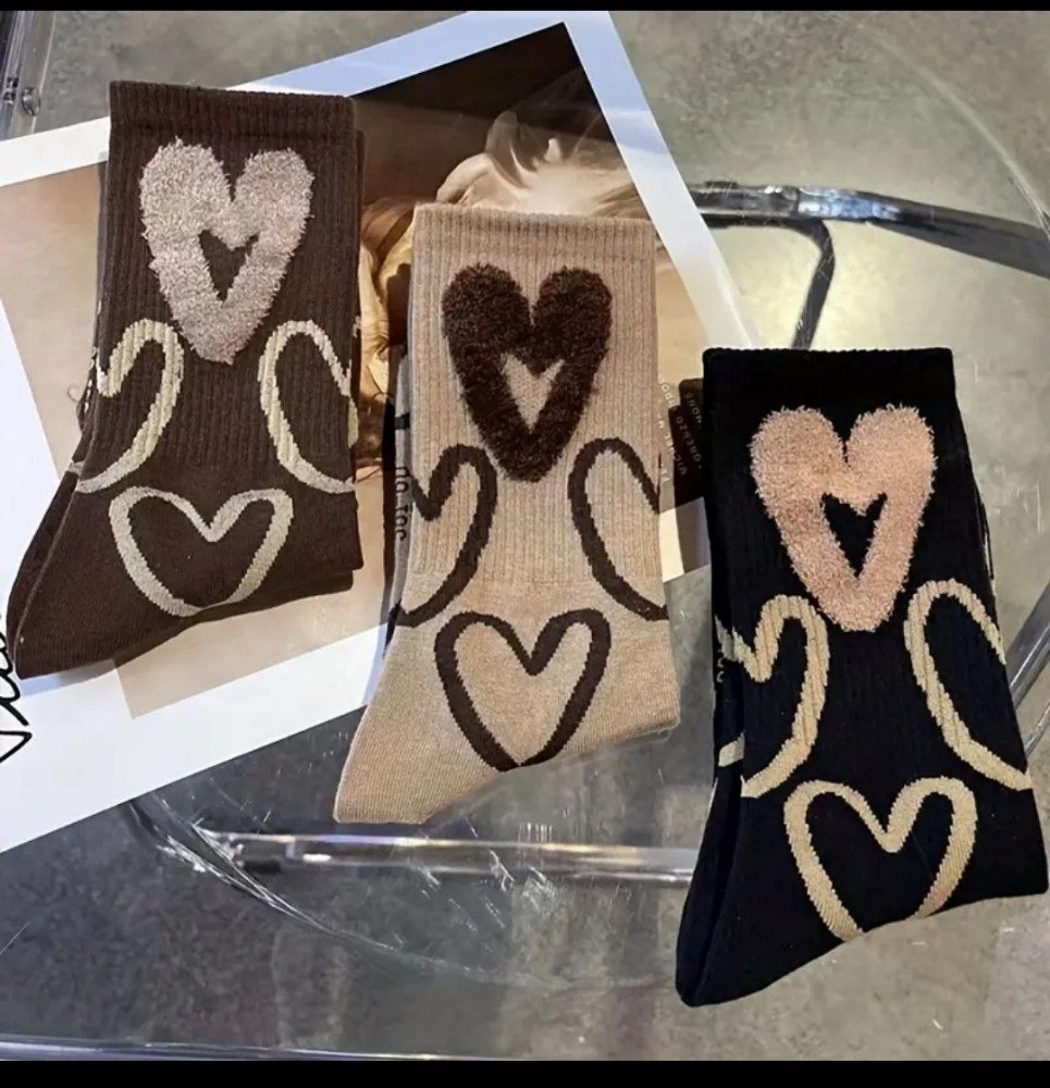 جوراب زنانه ساقدار بوکله طرح قلب خارجی کد 136365 - خرید جوراب زنانه عمده