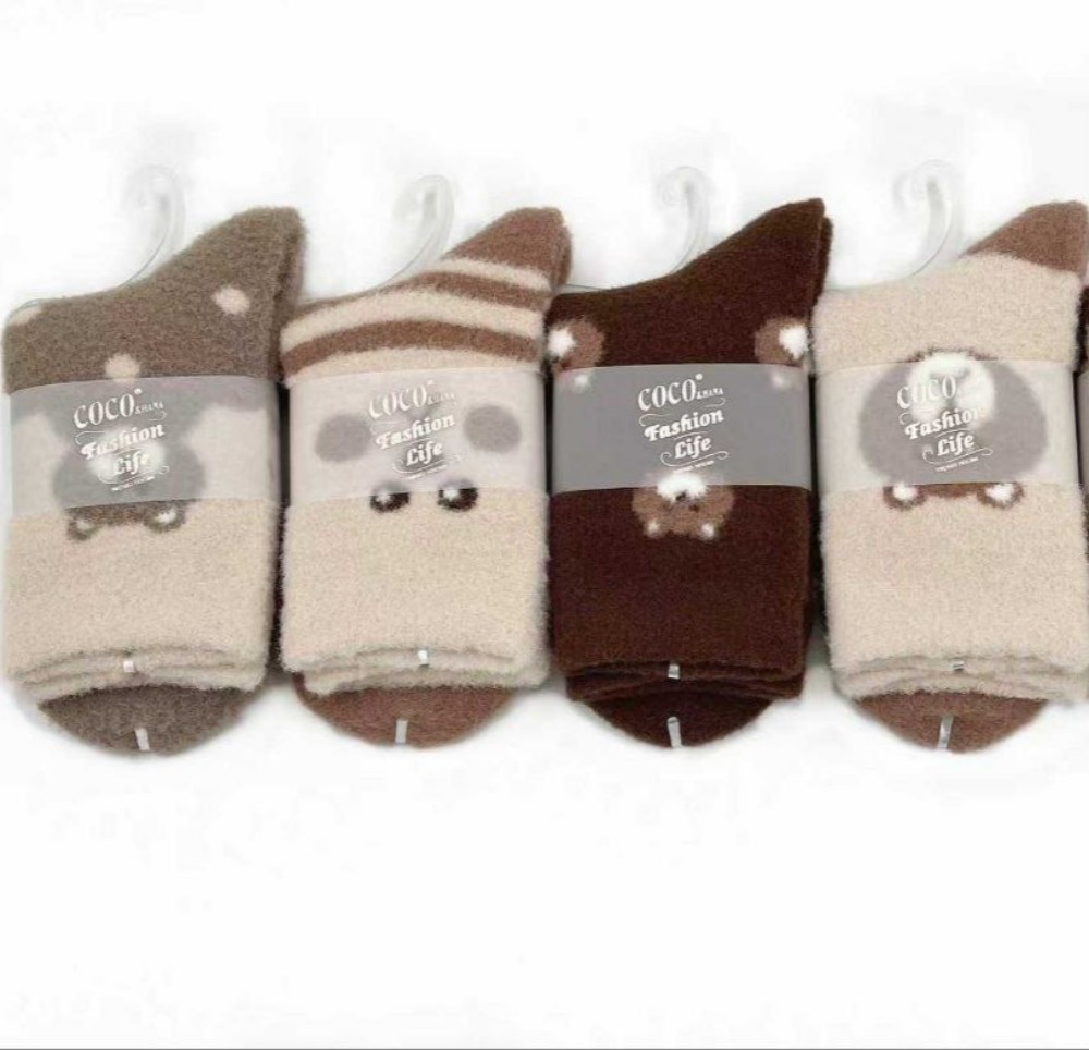 جوراب زنانه ساقدار پشمی حوله ای خارجی کد 136373 - خرید جوراب زنانه عمده