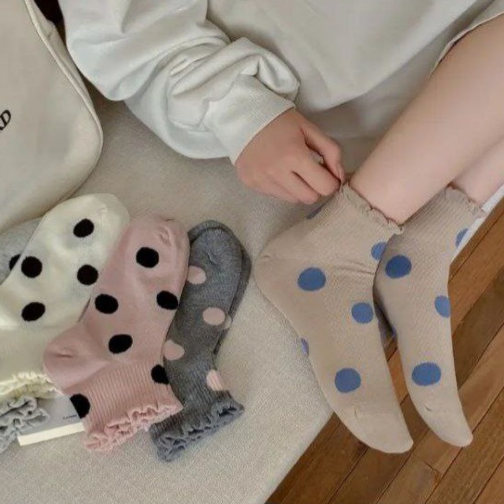 جوراب زنانه نیم ساق لبژور خال دار خارجی کد 136600 - خرید جوراب زنانه عمده