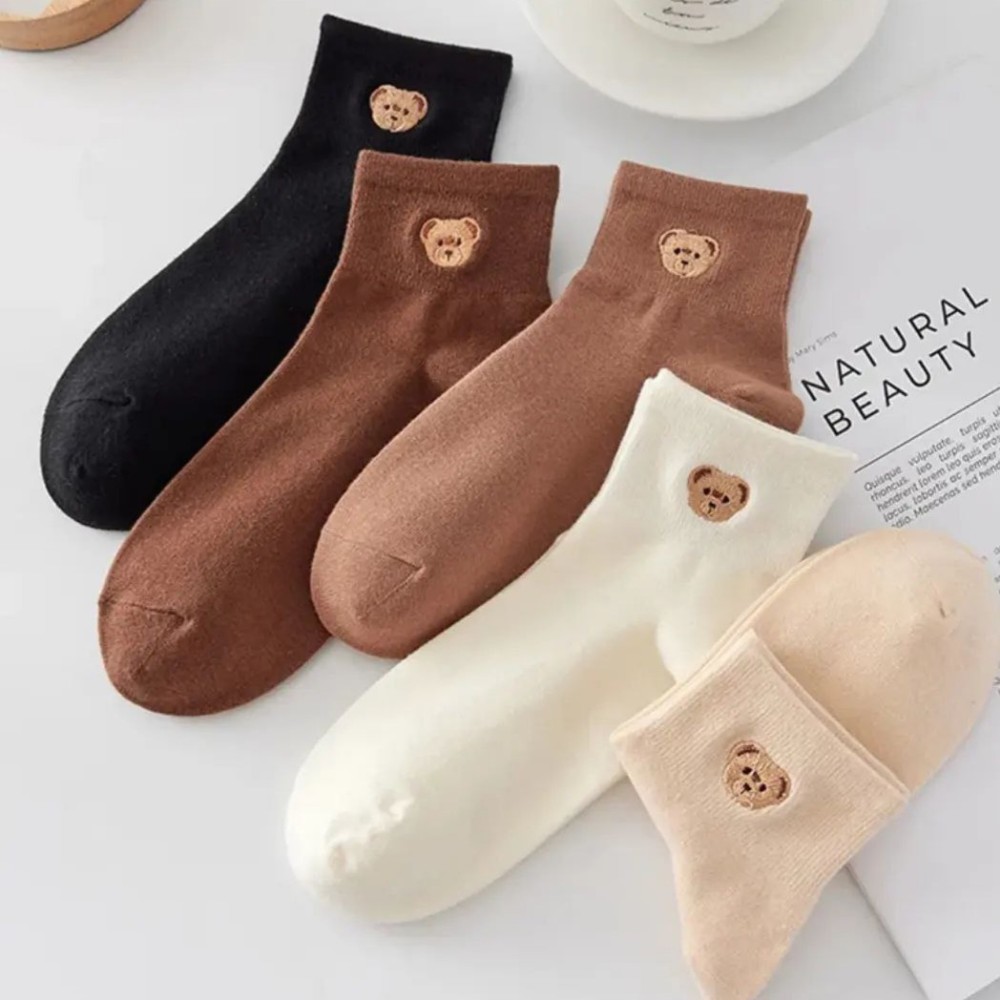 جوراب زنانه نیم ساق گلدوزی تدی خارجی کد 137494 - خرید جوراب زنانه عمده