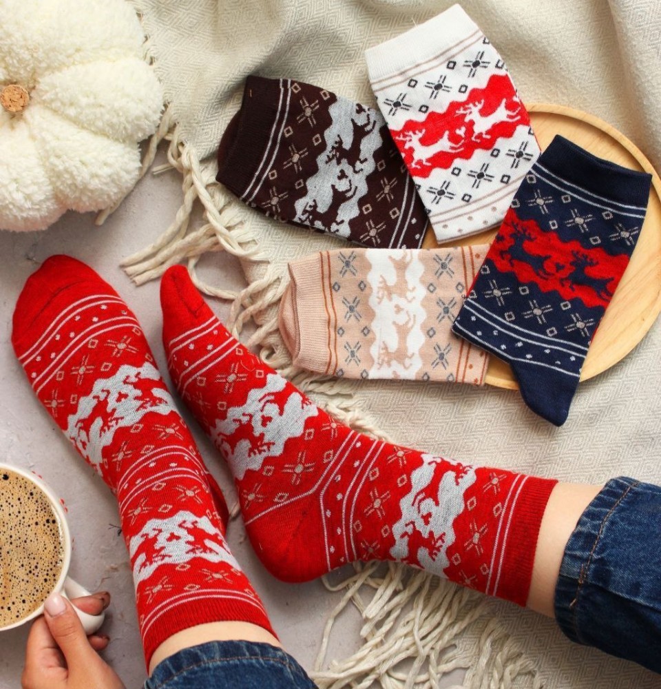 جوراب زنانه ساقدار گوزنی خارجی کد 137624 - خرید جوراب زنانه عمده