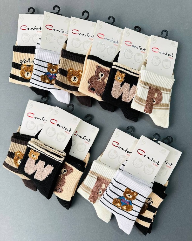 جوراب نیم ساق بچگانه خارجی کد 138785 - خرید جوراب دخترانه عمده