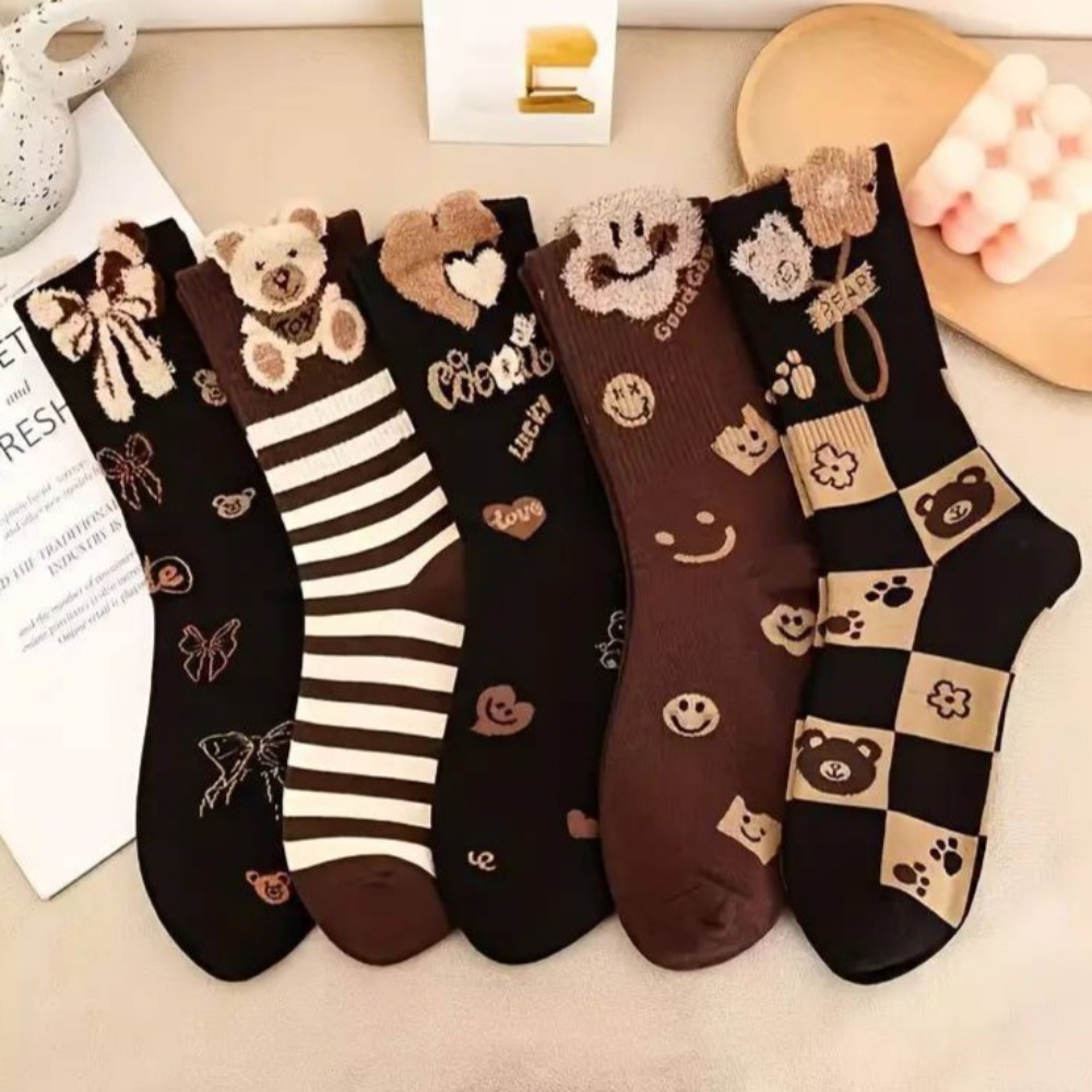 جوراب زنانه ساقدار قلب و تدی بوکله خارجی کد 138791 - خرید جوراب زنانه عمده