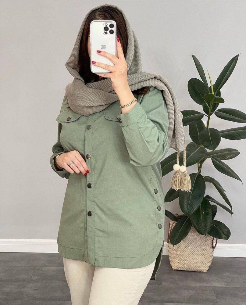 مانتو بغل دگمه قاپ کد 135772 - خرید مانتو زنانه عمده