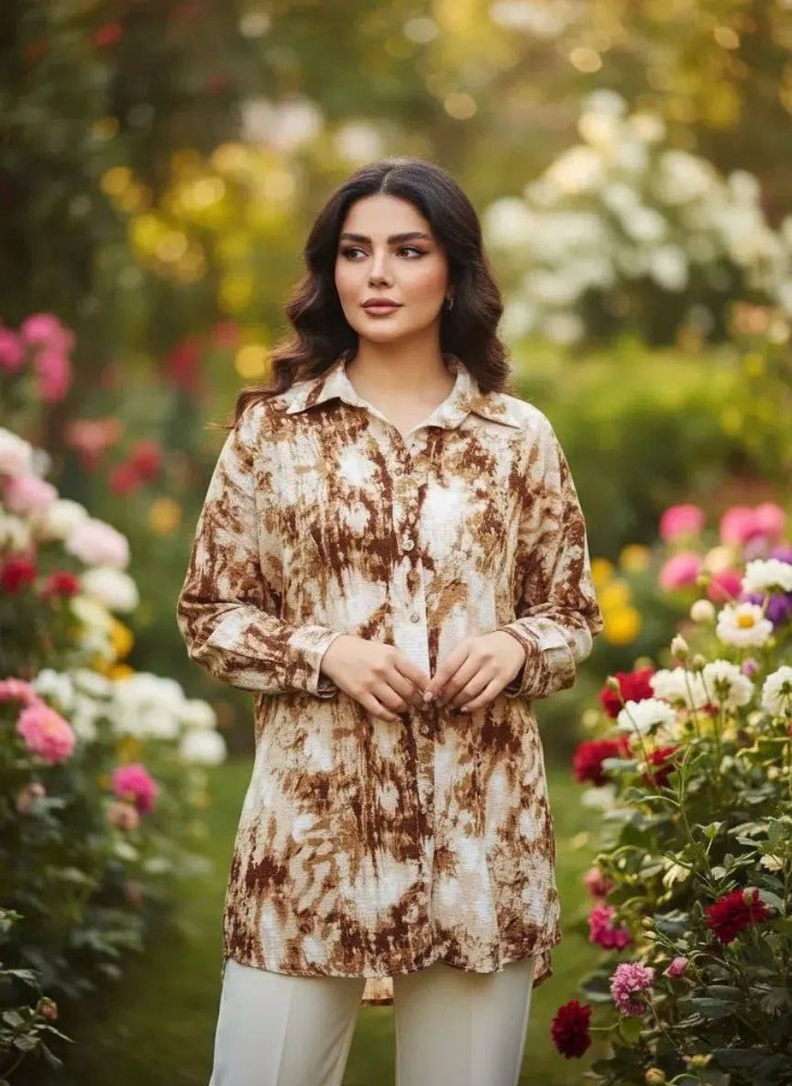 مانتو جلو دگمه آبرنگی کد 136275 - خرید مانتو زنانه عمده