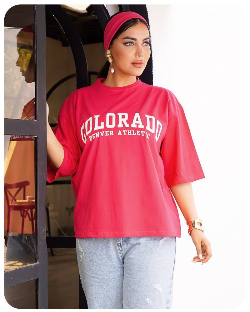 باکسی قواره دار لش چاپی کد 137461 - خرید تاپ و تیشرت زنانه عمده