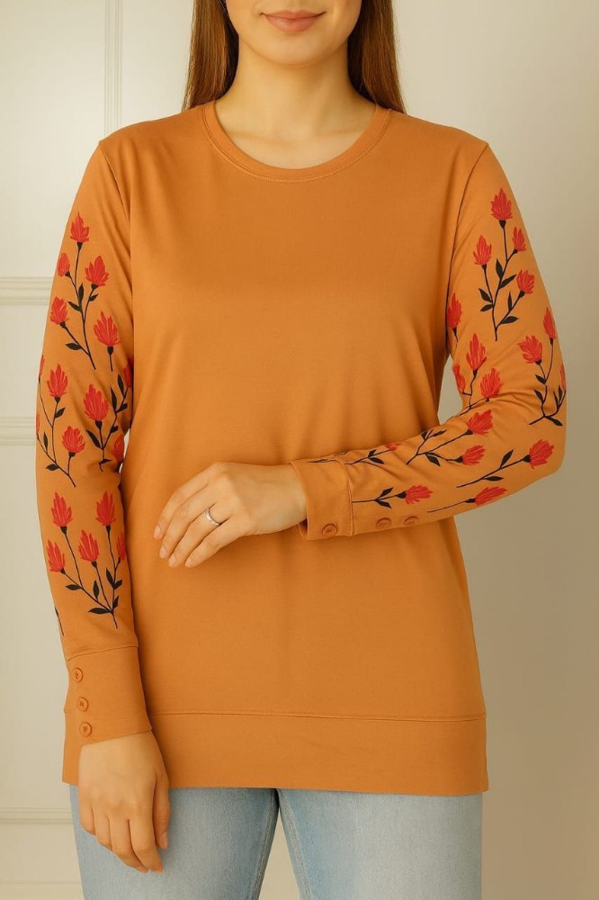 بلوز آستین دار چاپ گل کد 138959 - خرید بلوز تک زنانه عمده