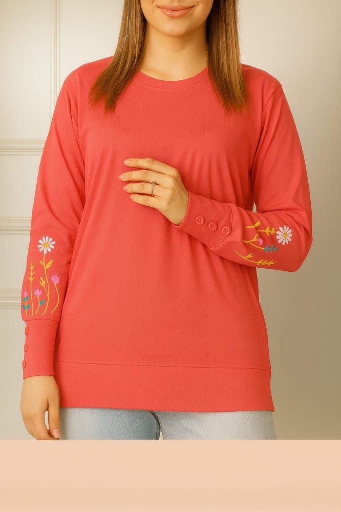 بلوز آستین دار چاپ گل کد 138961 - خرید بلوز تک زنانه عمده