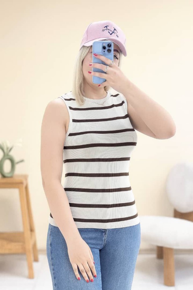 تاپ حلقه ای خطی کد 138967 - خرید تاپ و تیشرت زنانه عمده