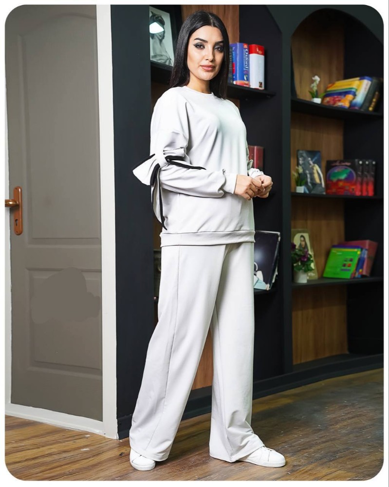 ست بلوز و شلوار آستین پاپیون کد 139971 - خرید ست بلوز شلوار زنانه عمده